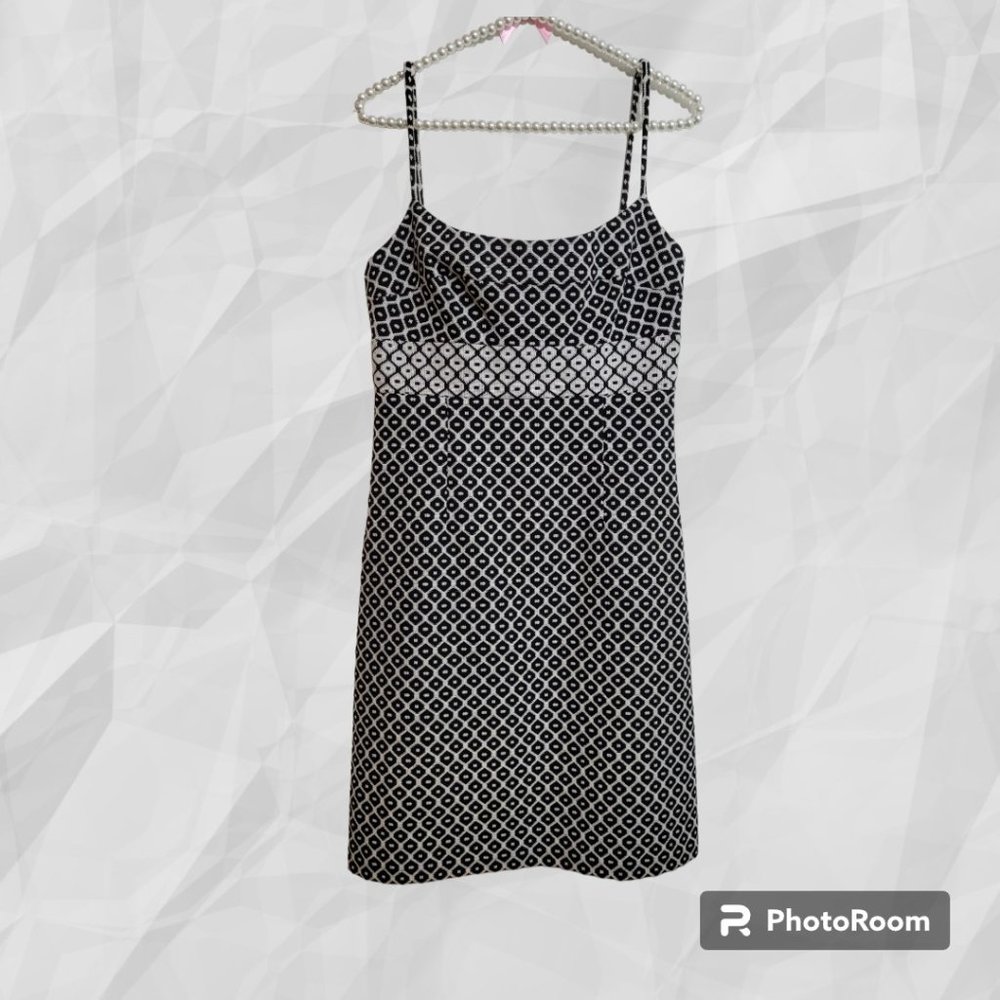 Milly - Sleevless Geometric - Charcoal and Ivory Print Aline Dress